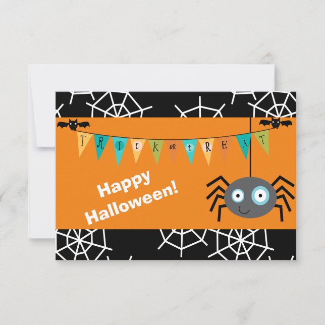 Carte plat de l'Halloween Trick ou Treat Spider (Devant)