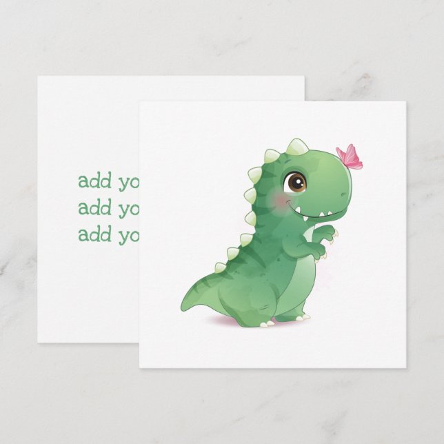 CARTE PLAT : DINOSAUR BÉBÉ - avec TEXTE (Devant / Derrière)