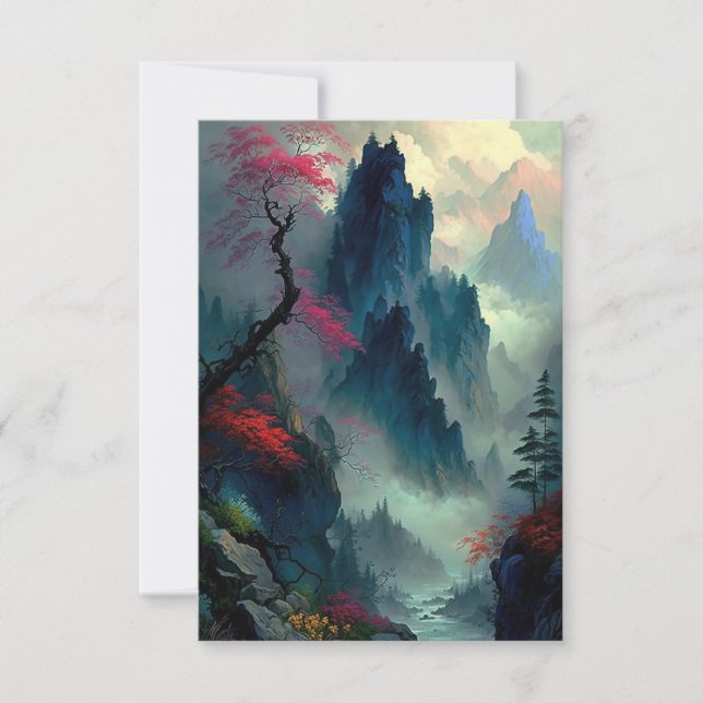 Carte plat Dreamy Misty Mountain Landcape (Devant)