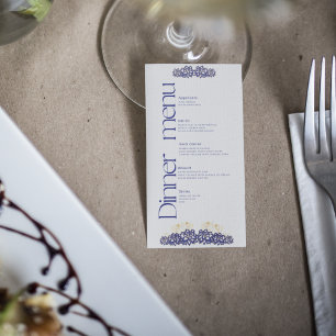 Carte plat du menu du dîner baby shower