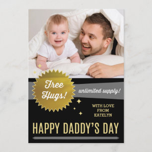Carte Plat Fête des pères Hugs Gratuit / Faux Gold
