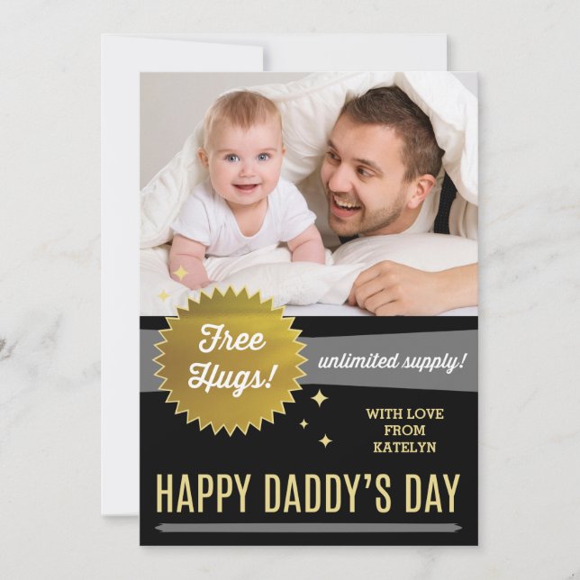 Carte Plat Fête des pères Hugs Gratuit / Faux Gold (Devant)