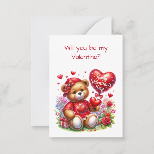 Carte plat Heureuse Sainte-Valentin Teddy Bear (Devant)