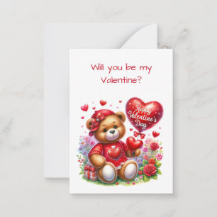 Carte plat Heureuse Sainte-Valentin Teddy Bear