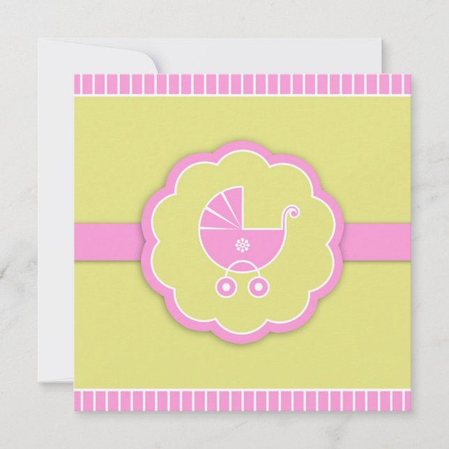 Carte plat Merci Baby shower rose (Devant)