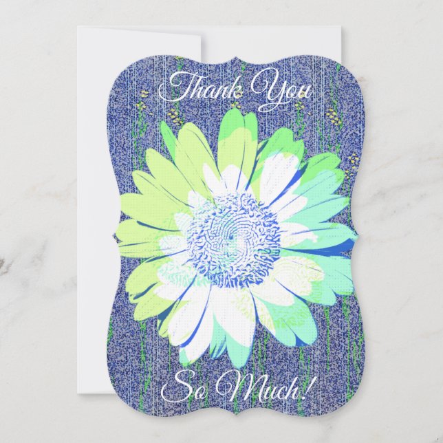 Carte Plat Merci Blue Daisy (Devant)