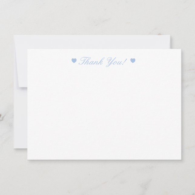 Carte Plat Merci de coeur bleu clair (Devant)