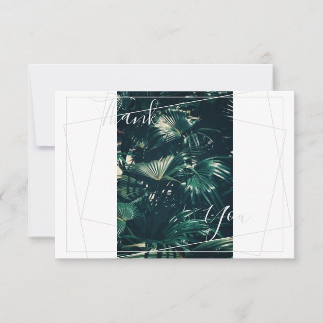Carte Plat Pale Green Palm Tree Leaf Merci (Devant)