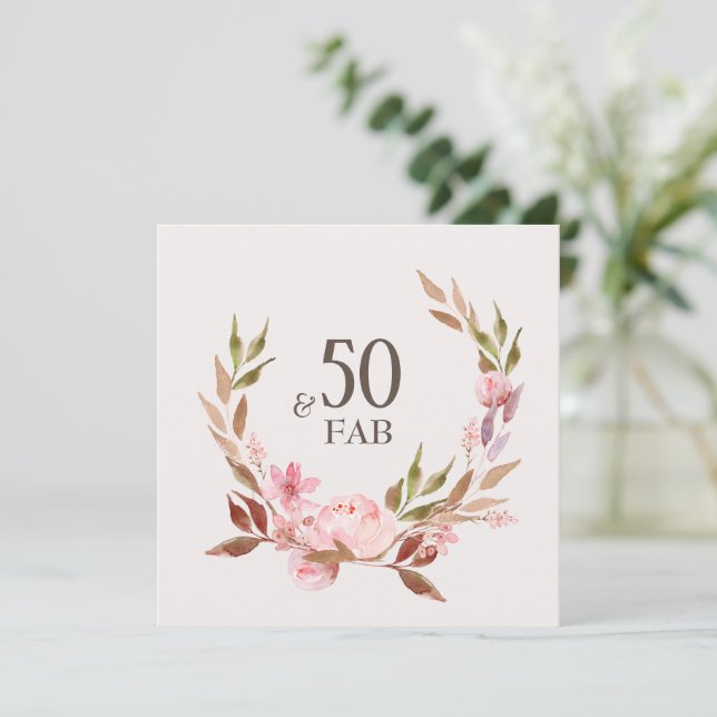 Carte plat Pink Peony 50e anniversaire (Debout devant)
