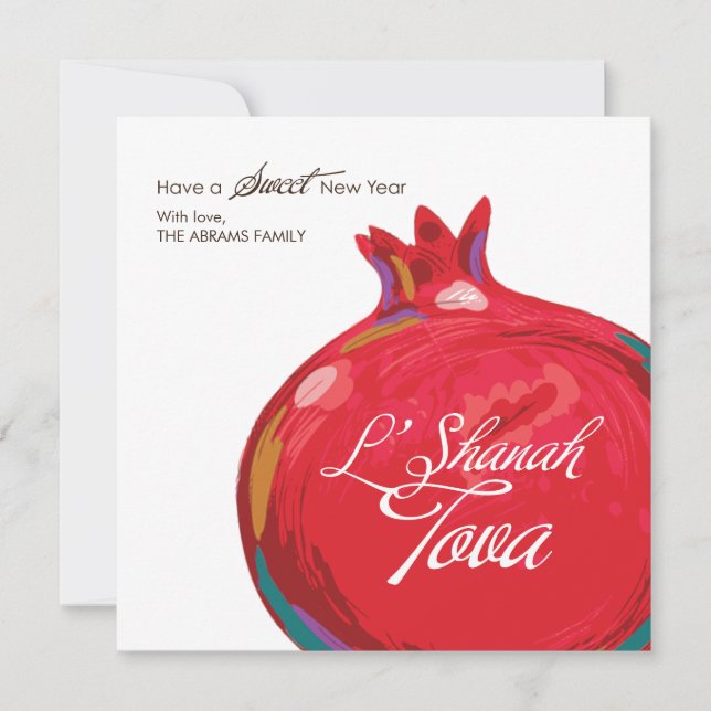 Carte plat Rosh Hashanah Pomegranah (Devant)
