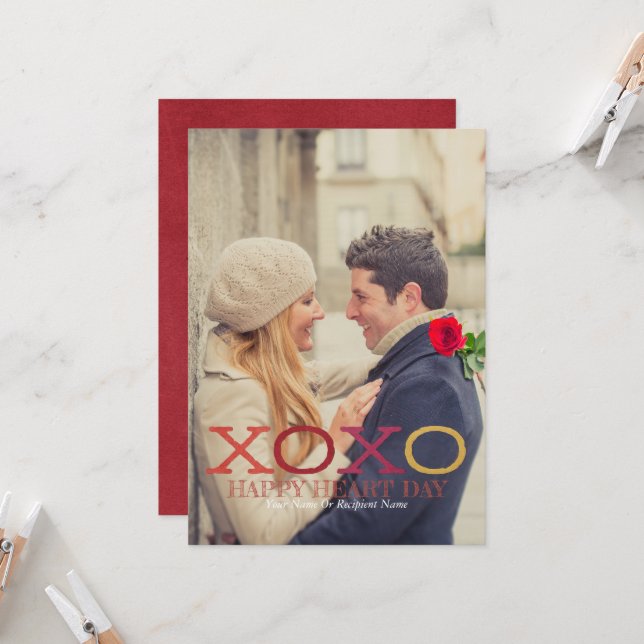 Carte plate 5x7 Joyeux cœur (Devant/Arrière en situation)