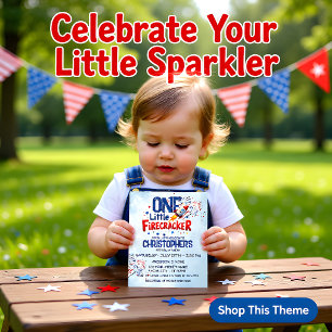 Carte plate anniversaire enfants Feu d'artifice 4 