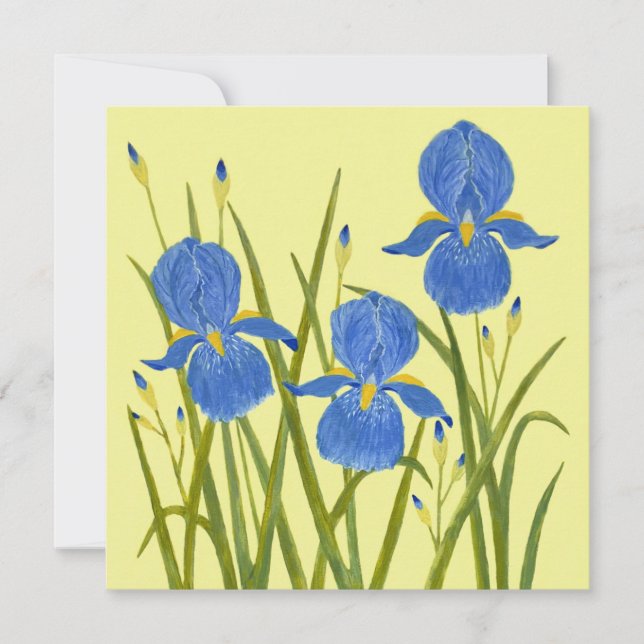 Carte plate avec fleurs d'iris bleus (Devant)