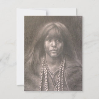 Carte plate avec impression d'un enfant amérindien
