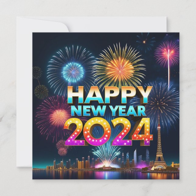 Carte plate Bonne Année 2024 (Devant)