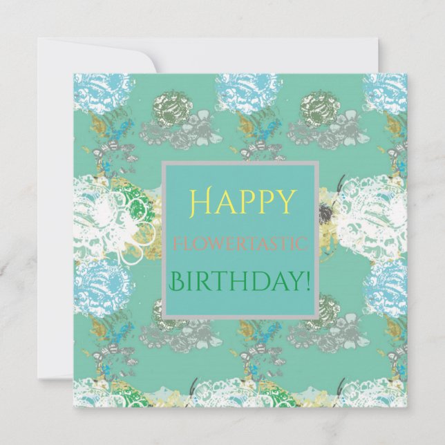 Carte plate d'anniversaire floral d'imaginaire (Devant)