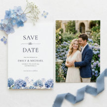 Carte plate d'annonce de mariage avec photo d'hort