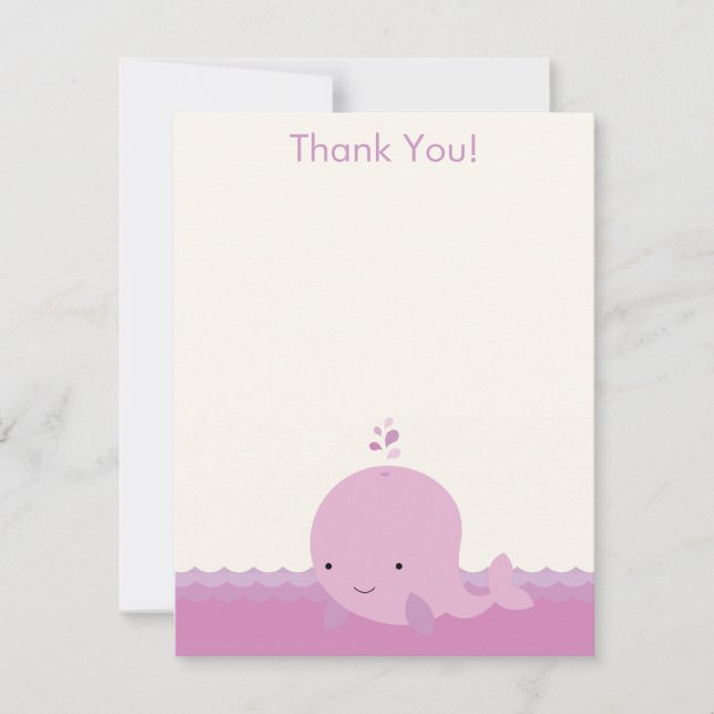 Carte plate de baleine de Merci moderne de baby (Devant)