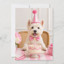 Carte plate de fête d'anniversaire Westie