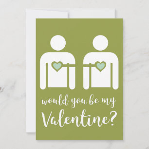 Carte plate de la Saint-Valentin minimaliste gay L