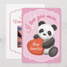 Carte plate de la Saint-Valentin Panda mignon