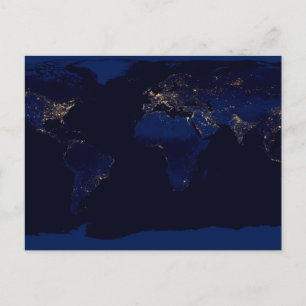 Carte Plate De La Terre Montrant Les Lumières De L