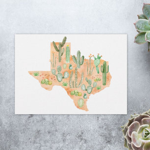 Carte plate de l'illustration aquarelle du cactus 
