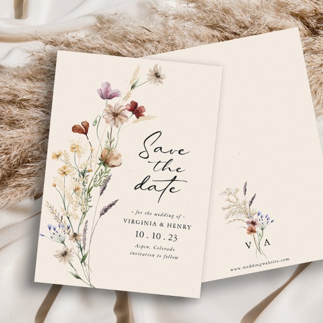 Carte plate de rappel Boho (Elegant Boho Wildflowers Wedding Save The Dates
 by Painted Paperie
)