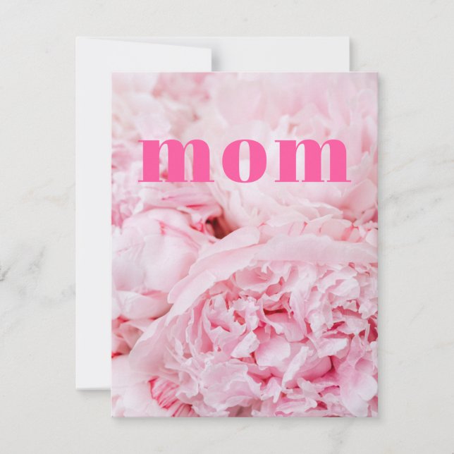 Carte plate de roses roses pour maman (Devant)