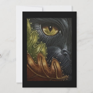 Carte plate de Thanksgiving Chat Noir & Feuilles d