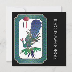 Carte plate de vacances d'oiseau de Mah Jongg
