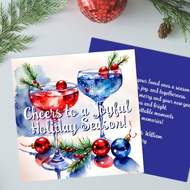 Carte plate de vœux festive pour cocktail de fêtes (Créateur téléchargé)