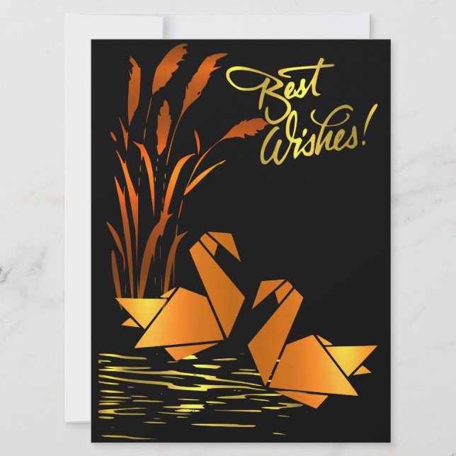 Carte plate de vœux Origami (Devant)