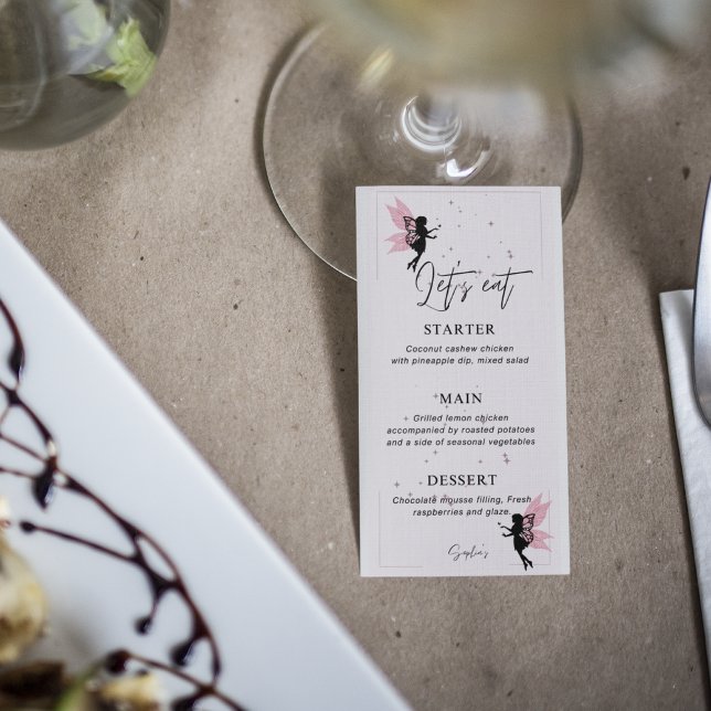 Carte plate du menu Fairy Party Whimsical (Créateur téléchargé)