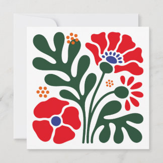 Carte plate florale abstraite audacieuse avec moti