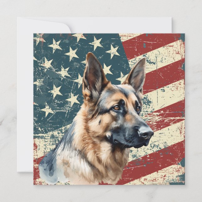 Carte plate Grunge American Flag Berger Allemand (Devant)