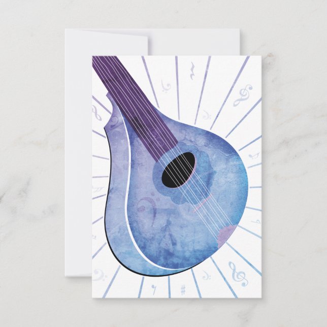 Carte plate instrument de musique Bouzouki bleu et (Devant)