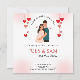 Carte plate - Invitation pour une baby shower