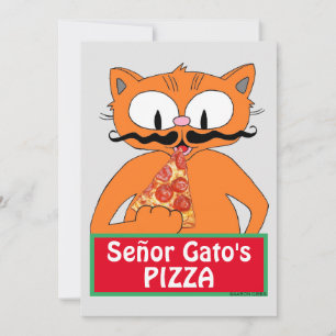Carte plate - Pizza de Señor Gato Chat Drôle Moust