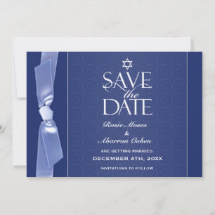 Carte plate ruban juive pour annoncer la date de m