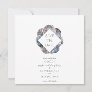 Carte plate 'Save the Date' à coquillages aquarell