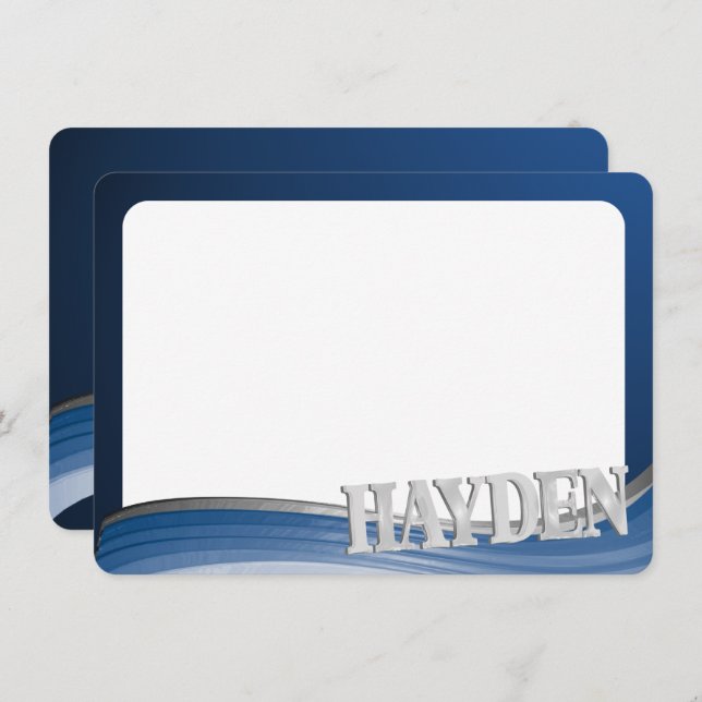 Carte plate Vague d'acier Merci avec nom (Devant / Derrière)