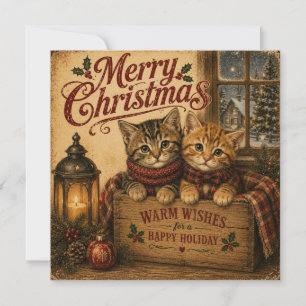 carte plate vintage chats de noël