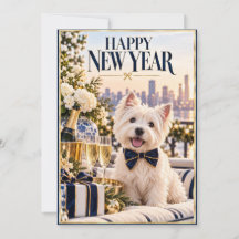 Carte plate Westie Bonne Année