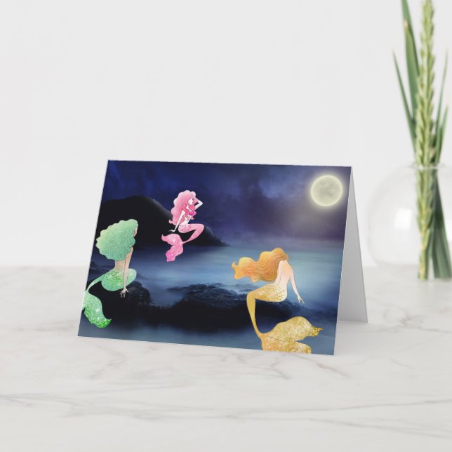 Carte Pleine lune à l'anniversaire de la lagune Mermaid (Devant)