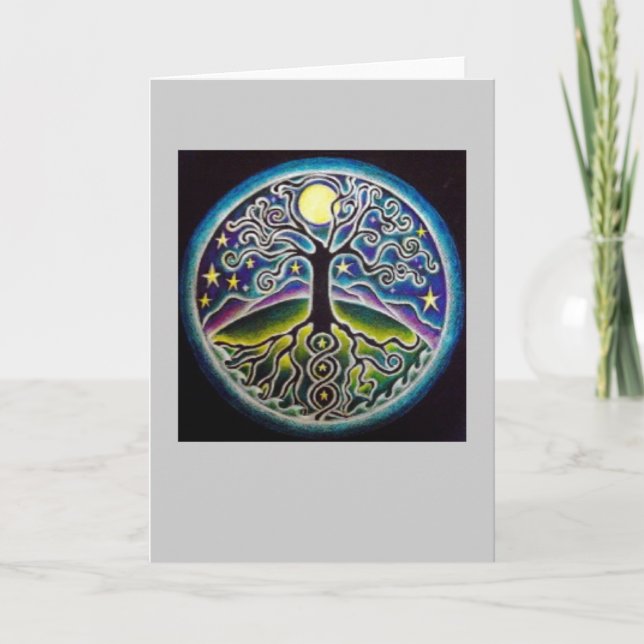Carte Pleine lune dansante Arbre de vie Mandala Card (Devant)