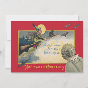 Carte Pleine lune de chauve-souris de chat noir de sorci