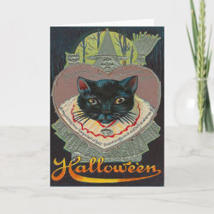 Carte Pleine lune de l'heure de sorcière de chat noir
