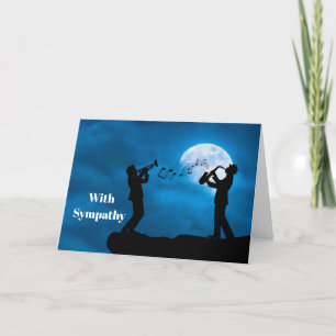 Carte Pleine lune des musiciens Silhouette Sympathie