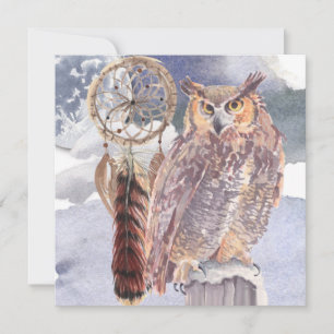 Carte Pleine lune Night Owl & Dream Catcher Salutation P